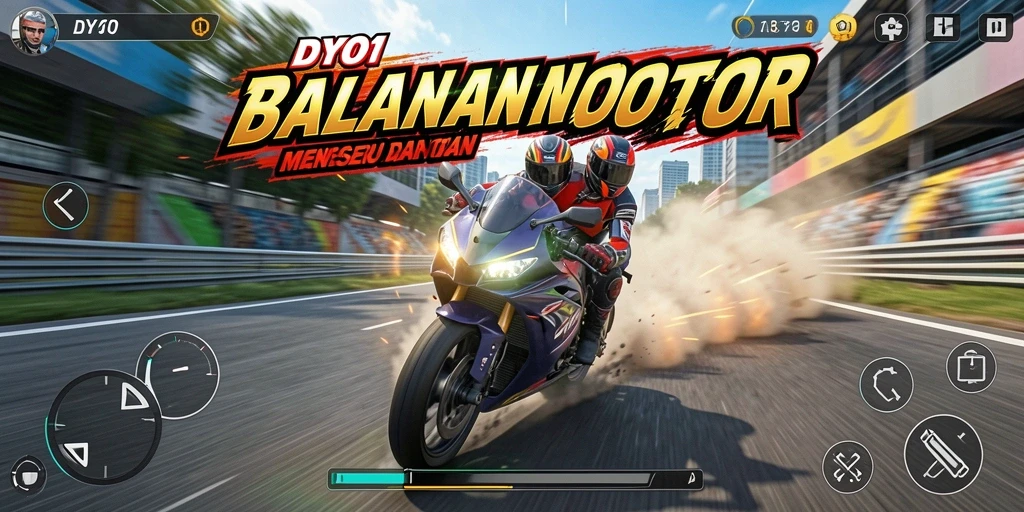 Tampilan gameplay DYO1 dengan aksi balapan motor yang menegangkan.