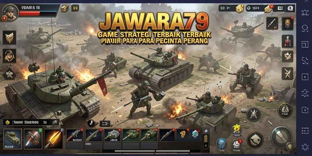 Screenshot utama JAWARA79 dengan gameplay strategis yang intens.