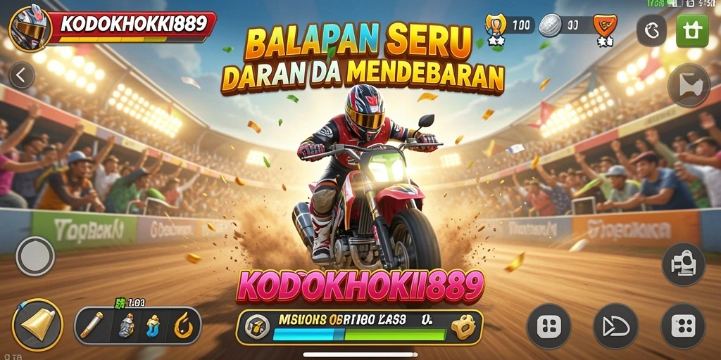 Gameplay seru KODOKHOKI889 dengan mobil balap yang cepat dan efek visual menakjubkan.