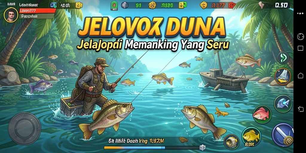 Tampilan gameplay LNOVA777 menunjukkan aksi memancing yang seru dan mendebarkan.