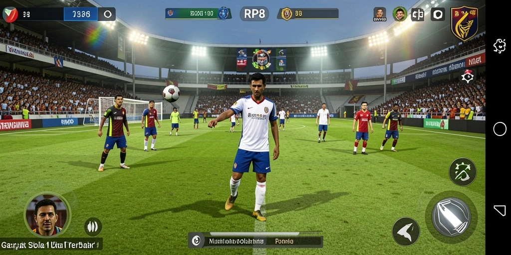 Tampilan mendebarkan dari gameplay sepak bola RP8 yang memikat.