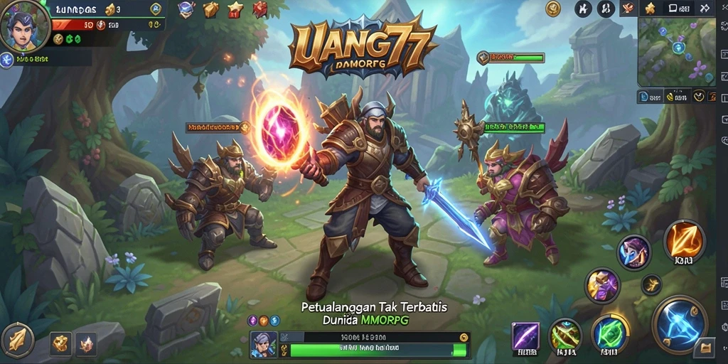 Screenshot UANG77 menampilkan aksi seru dalam pertempuran MMORPG.